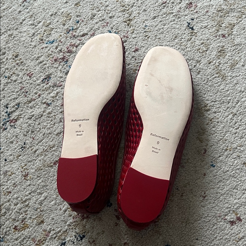 Reformation Paulina Ballet Flat Red - Size 9 - Picture 4 of 7